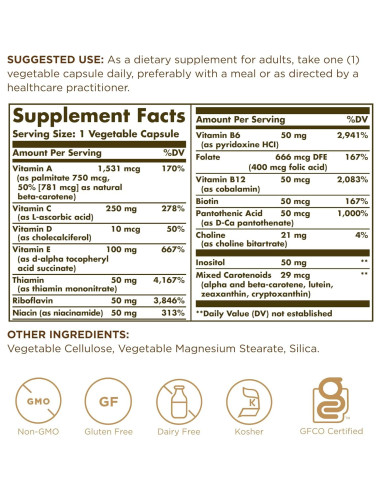 Suplemento Multivitamínico Solgar Vitaminas Solo 90 Cápsulas