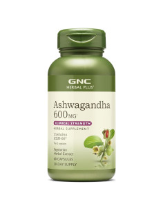 Suplemento de Ashwagandha 600mg GNC Herbal Plus - Alivio del Estrés