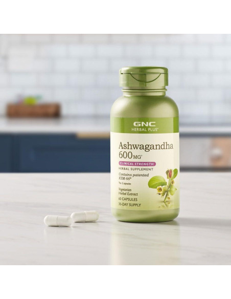 Suplemento de Ashwagandha 600mg GNC Herbal Plus - Alivio del Estrés Suplemento de Ashwagandha 600mg GNC Herbal Plus - Alivio del Estrés