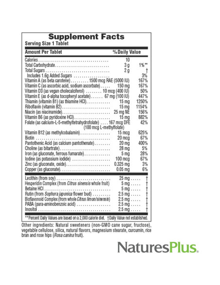 Multivitamina Masticable Natures Plus 90 Tabletas Sabor Piña