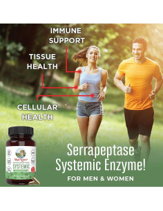 Cápsulas de Enzimas Serrapeptase MaryRuth 60 Veganas 140g 2