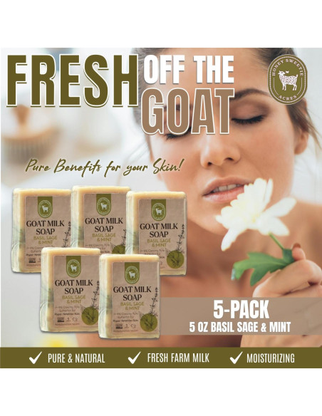 Jabón de Leche de Cabra Honey Sweetie Acres 5 oz Albahaca Salvia Menta