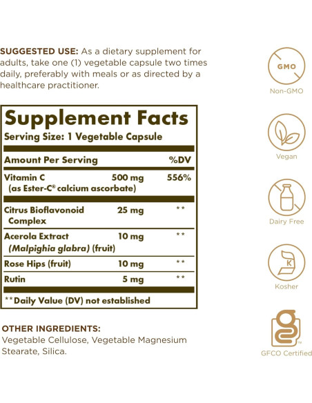 Solgar Ester-C Plus 500 mg Vitamina C Vegetal - 50 Cápsulas