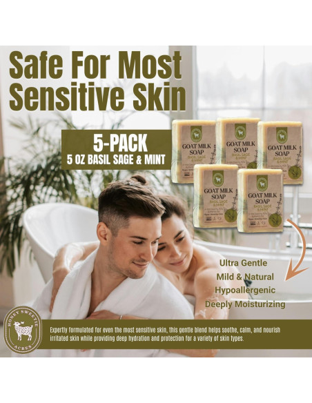 Jabón de Leche de Cabra Honey Sweetie Acres 5 oz Albahaca Salvia Menta