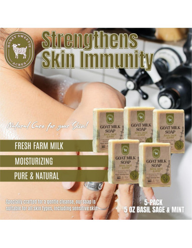 Jabón de Leche de Cabra Honey Sweetie Acres 5 oz Albahaca Salvia Menta