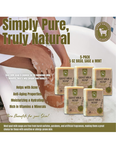 Jabón de Leche de Cabra Honey Sweetie Acres 5 oz Albahaca Salvia Menta