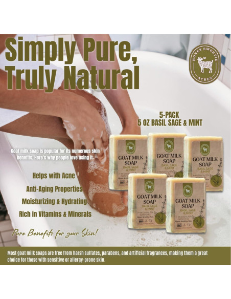 Jabón de Leche de Cabra Honey Sweetie Acres 5 oz Albahaca Salvia Menta