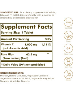 Vitamina C 1000 mg Solgar con Rosa Mosqueta - 100 Tabletas - Antioxidante Vegano 2