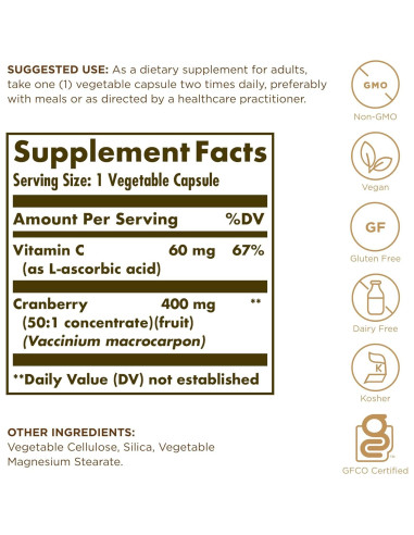 Solgar Arándano con Vitamina C - 60 Cápsulas Vegetales - Salud Urinaria