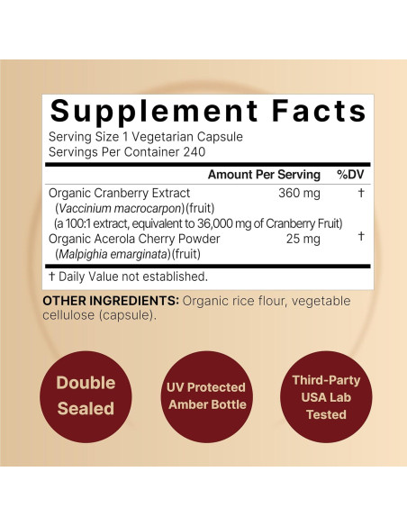 Píldoras de Arándano Naturebell 36000mg con Acerola 240 Cápsulas