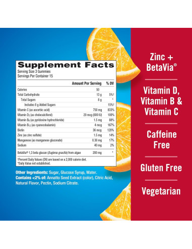 Emergen-C Gominolas Inmunes 750 mg Vitamina C Sabor Naranja