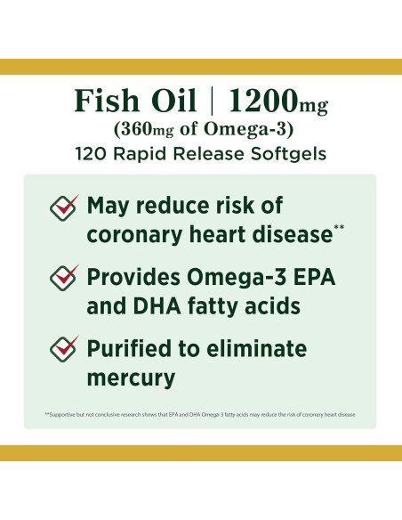 Aceite de Pescado Nature's Bounty Omega 3 1200 mg 120 Cápsulas Aceite de Pescado Nature's Bounty Omega 3 1200 mg 120 Cápsulas