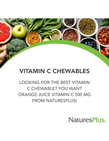 Vitaminas C Masticables NaturesPlus 500 mg Jugo de Naranja 360 Tabletas
