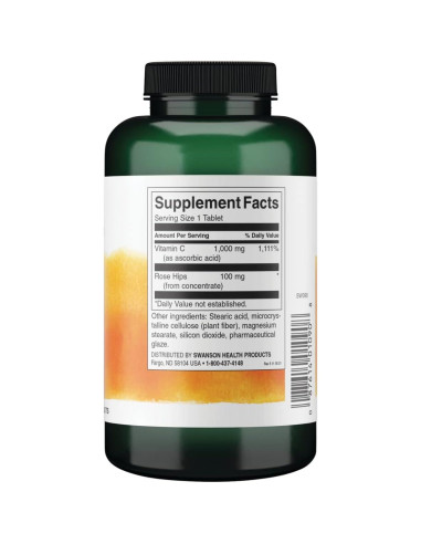 Suplemento de Vitamina C Swanson 1000 mg 250 Tabletas