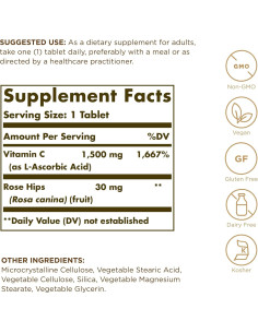 Vitamina C 1500 mg Solgar con Rosa Mosqueta - 90 Tabletas - Antioxidante Vegano 2