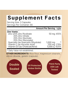 NatureBell Zinc Quercetina 240 Cápsulas - Inmunidad Avanzada 2