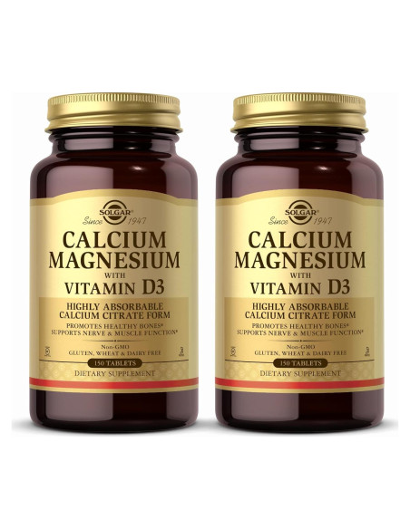 Suplemento de Calcio Magnesio con Vitamina D3 Solgar 150 Tabletas