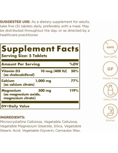Suplemento de Calcio Magnesio con Vitamina D3 Solgar 150 Tabletas 2