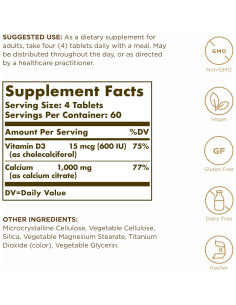 Suplemento de Citrato de Calcio Solgar con Vitamina D3 240 Tabletas 2