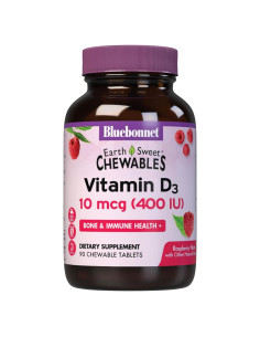 Tabletas Masticables Vitamina D3 400 UI Bluebonnet 90 Unidades