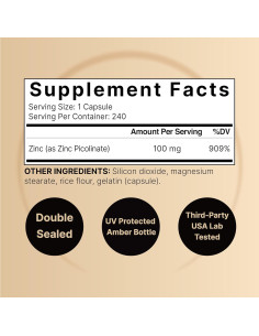 NatureBell Zinc Picolinato 100mg - 240 Cápsulas Suplemento 2