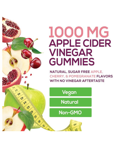 Gomitas de Vinagre de Manzana Veganas 1000mg - 120 Unidades
