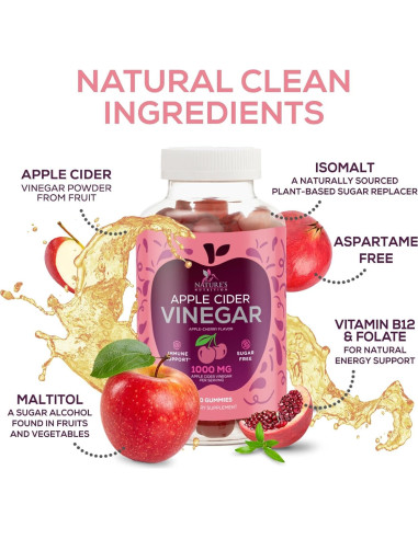 Gomitas de Vinagre de Manzana Veganas 1000mg - 120 Unidades