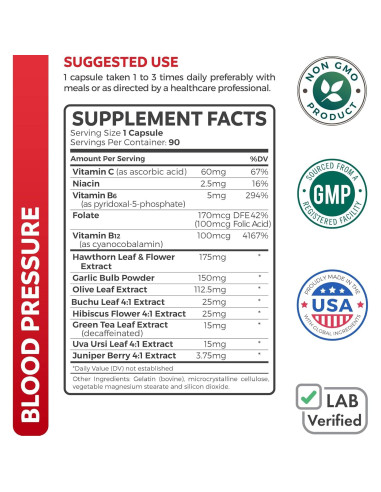 Suplemento Natural de Presión Arterial Healths Harmony - 90 Cápsulas