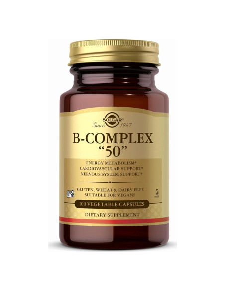 Solgar B-Complejo 50 - 100 Cápsulas Vegetales - Energía y Nervios
