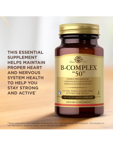 Solgar B-Complejo 50 - 100 Cápsulas Vegetales - Energía y Nervios