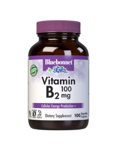 Vitamina B2 100 mg Bluebonnet Nutrition 100 Cápsulas Veganas