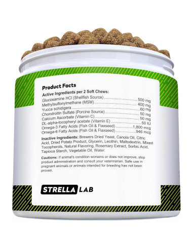 Galletas de Glucosamina para Perros STRELLALAB 120 Ct - Sabor Tocino