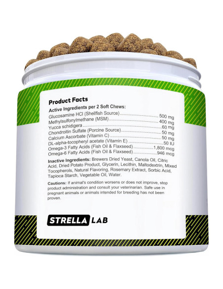 Galletas de Glucosamina para Perros STRELLALAB 120 Ct - Sabor Tocino