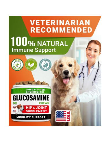 Galletas de Glucosamina para Perros STRELLALAB 120 Ct - Sabor Tocino