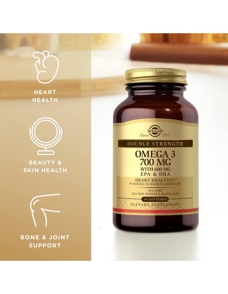 Suplemento Omega 3 Doble Fuerza Solgar 700 mg - 60 Gelatinas