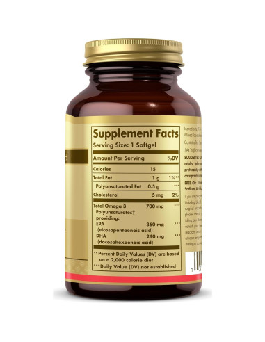 Suplemento Omega 3 Doble Fuerza Solgar 700 mg - 60 Gelatinas