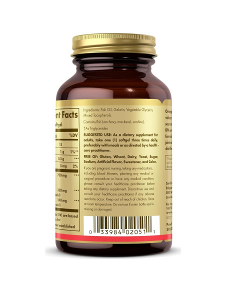 Suplemento Omega 3 Doble Fuerza Solgar 700 mg - 60 Gelatinas