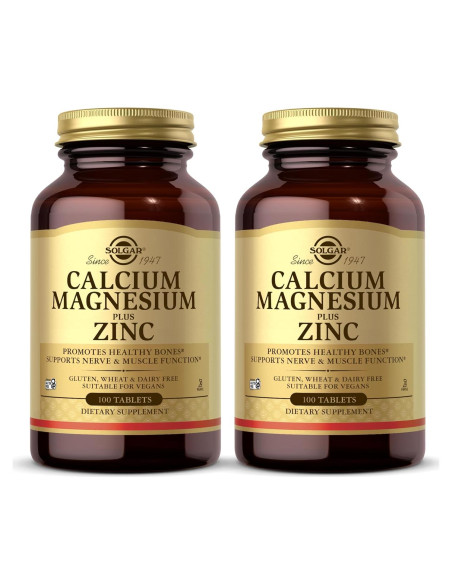 Suplemento Solgar Calcio Magnesio Zinc - 200 Tabletas Veganas