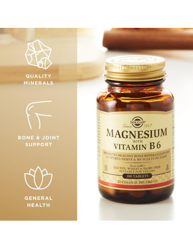 Solgar Magnesio con Vitamina B6 - 100 Tabletas - Sin Gluten