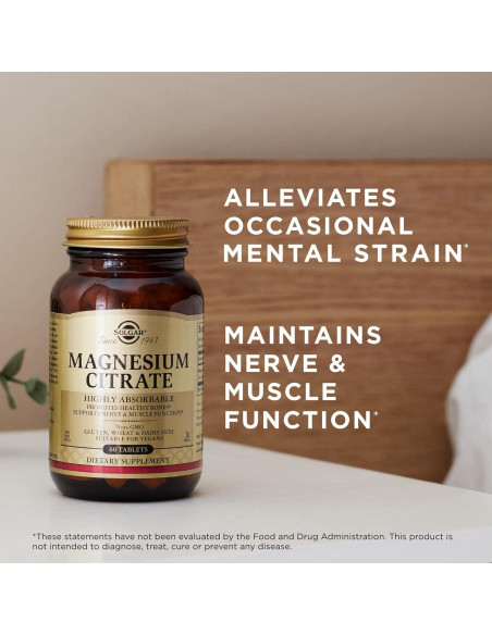 Citrato de Magnesio Solgar 60 Tabletas - Absorbible, Vegano