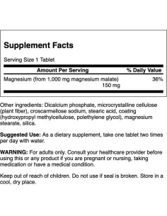Malato de Magnesio Swanson 1000 mg - 60 Tabletas 2