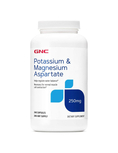 Suplemento GNC Aspartato de Potasio y Magnesio 250mg 240 Cápsulas