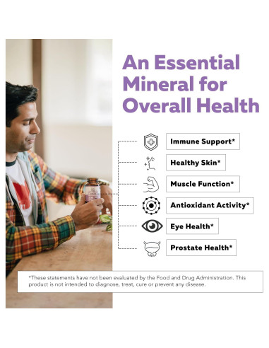 Suplemento de Zinc Orgánico Triquetra Health 25 mg - 60 Porciones