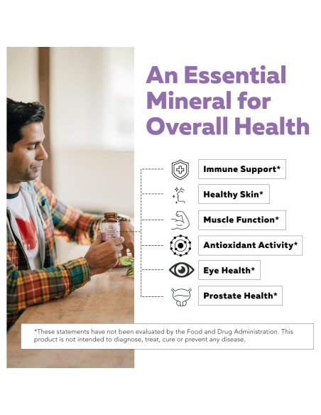 Suplemento de Zinc Orgánico Triquetra Health 25 mg - 60 Porciones