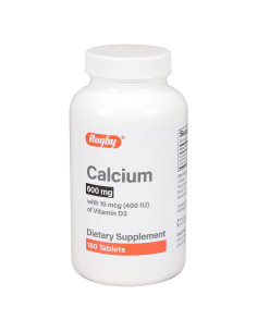 Tabletas de Calcio Rugby 600mg con Vitamina D3 10mcg - 180 Unidades