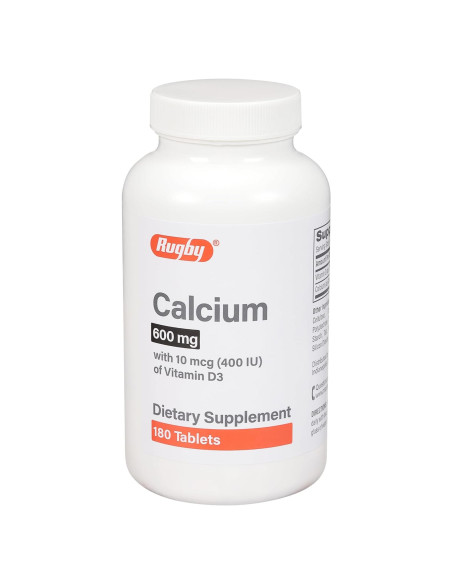 Tabletas de Calcio Rugby 600mg con Vitamina D3 10mcg - 180 Unidades