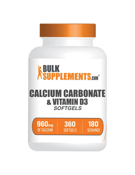 BulkSupplements Carbonato de Calcio y Vitamina D3 360 Softgels