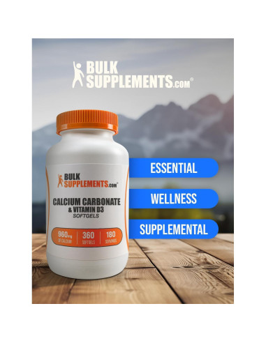 BulkSupplements Carbonato de Calcio y Vitamina D3 360 Softgels