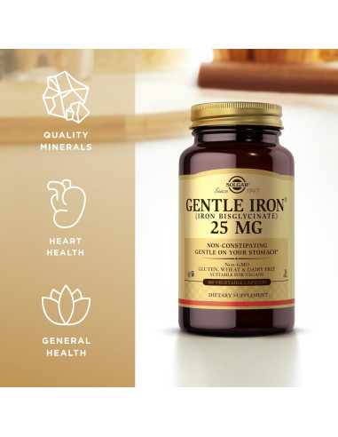Suplemento de Hierro Suave Solgar 25 mg - 180 Cápsulas Veganas