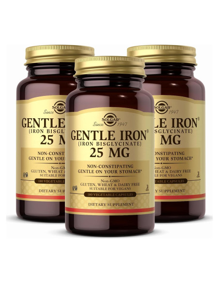 Suplemento de Hierro Suave Solgar 25 mg - 180 Cápsulas Vegetales